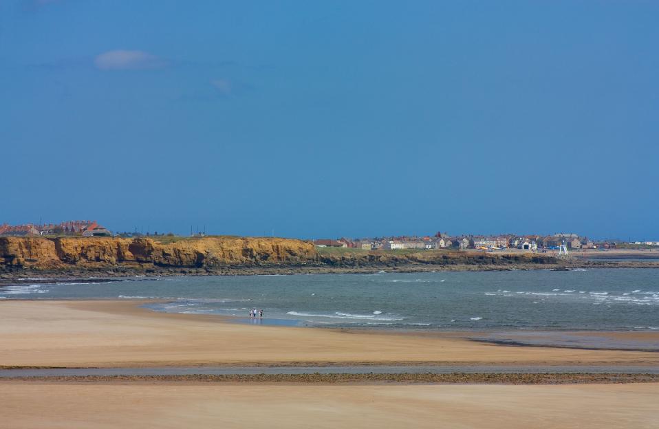 View of Cambois beach in Northumberland, looking north towards Newbiggin.