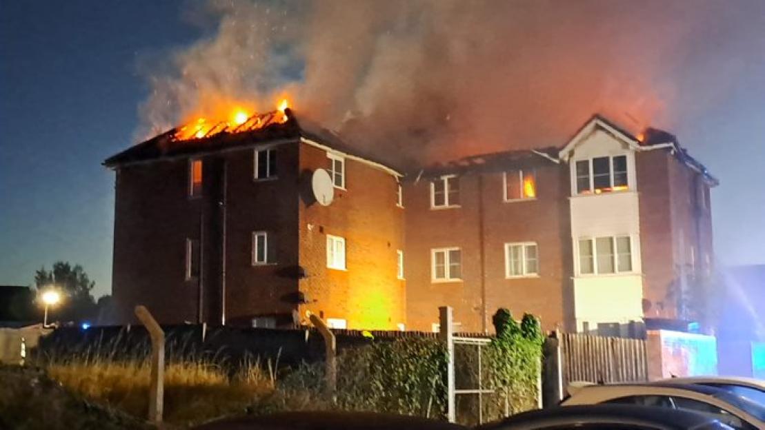 Huge blaze erupts at London block of flats with 70 firefighters scrambled during early hours