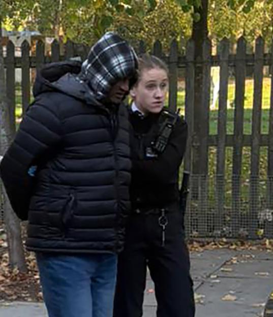 Hadush Kebatu being arrested by Met officers in Finsbury Park.