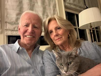 Joe Biden and Jill Biden with their cat.