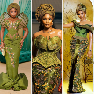 Aso Ebi Perfection: Veekee James, Osas Ighodaro &#038; More Ladies in Green Showed Out 2