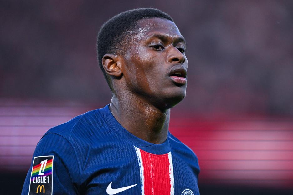 Nuno Mendes of PSG during a Ligue 1 match.