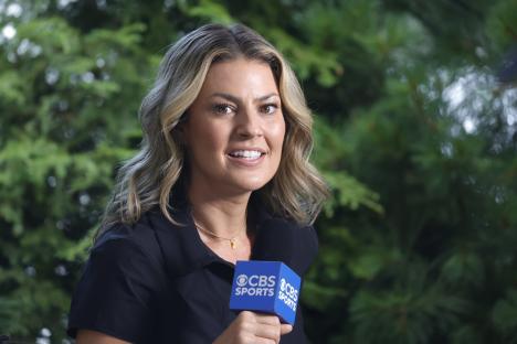Amanda Balionis of CBS Sports conducting an interview.