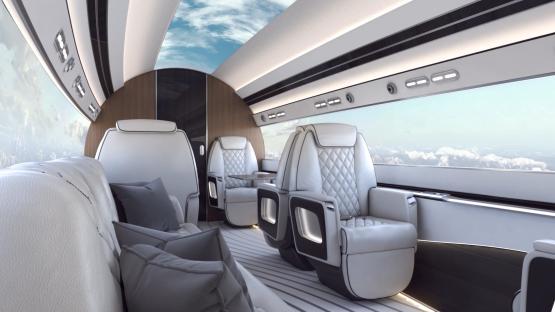 Illustration of the interior of the Otto Aviation Phantom 3500 aircraft.