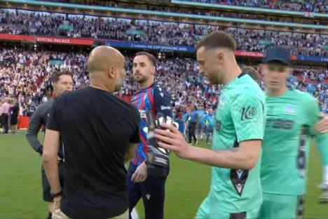 Furious Pep Guardiola and Dean Henderson clash on pitch after Crystal Palace’s FA Cup triumph