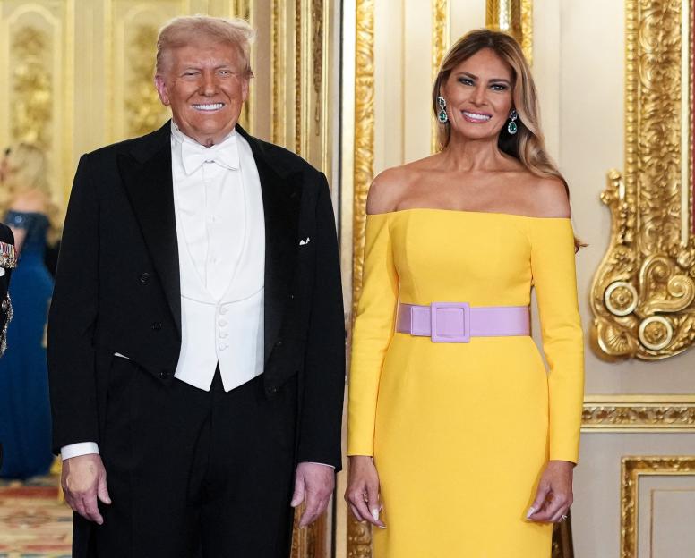 Queen Camilla, King Charles III, US President Donald Trump, and US First Lady Melania Trump at a State Banquet.