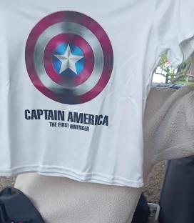 Captain America t-shirt with shield graphic.