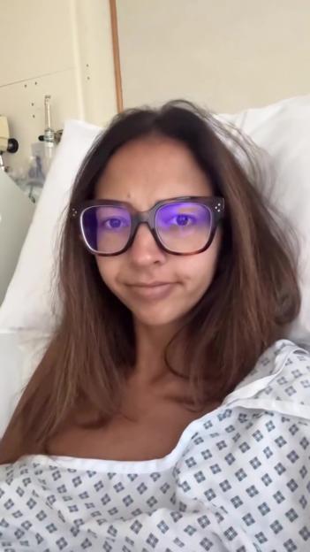 Katie Knowles in a hospital gown.