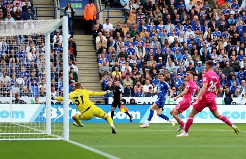 Leicester City's Kasey McAteer scoring a goal.