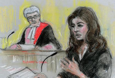 Court sketch of Nigella Lawson giving evidence.