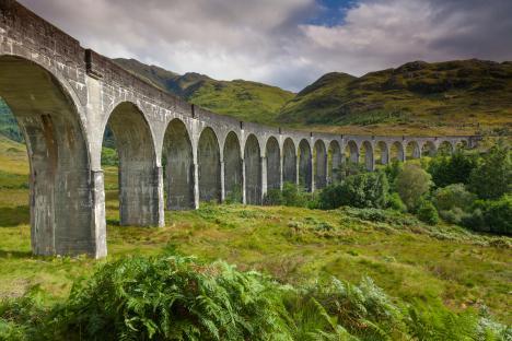 Glenfinnian Viaduct railway bridge in Scotland.