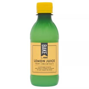 Bottle of Bake by Asda lemon juice from concentrate.
