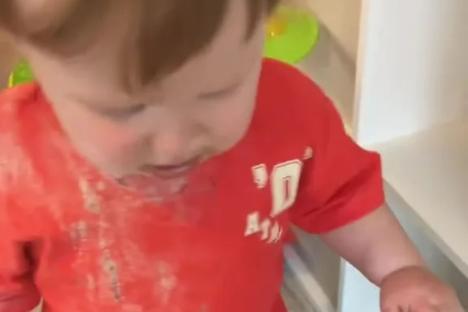 Watch the moment mum returns to her toddler son after leaving him for a minute and finds he’s EATEN her dad’s ASHES