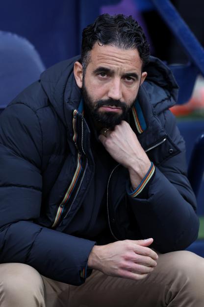 Ruben Amorim, manager of Manchester United, looking dejected.