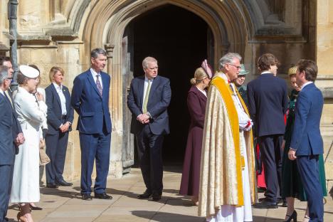 Prince Andrew, Duke of York, arriving at St. George's Chapel for Easter Mattins service.