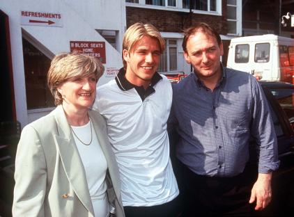 David Beckham with his parents.