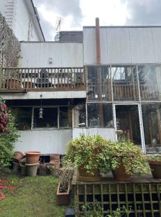 Rear view of George Michael's Hampstead home undergoing renovation.