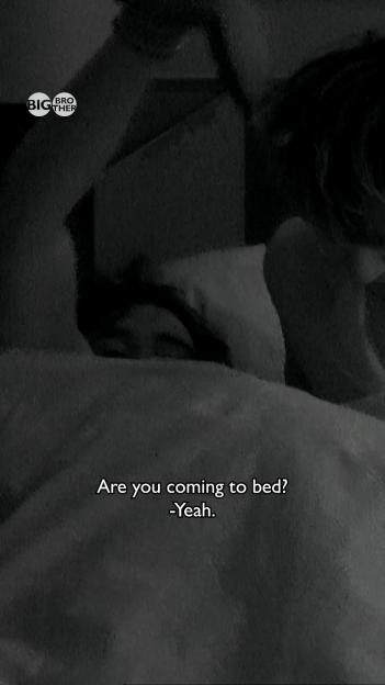 Big Brother housemate getting into bed with Zelah.