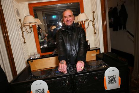 DJ Fat Tony at a launch event for LGBTQIA+ refugee support t-shirts.