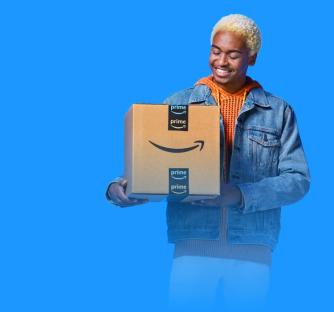 Person holding an Amazon Prime box.