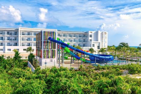 Water slides at a resort.
