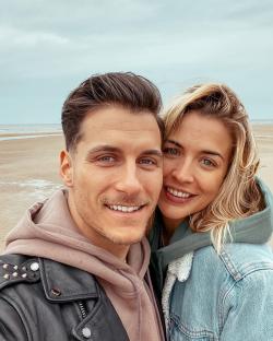 Selfie of a couple at the beach.