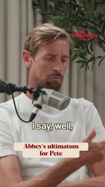Peter Crouch discussing Abbey's ultimatum on his podcast, "The Therapy Crouch."