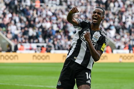 Alexander Isak of Newcastle United celebrates scoring a goal.