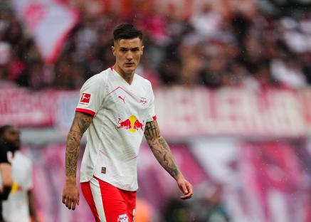 Benjamin Sesko of RB Leipzig during a Bundesliga match.