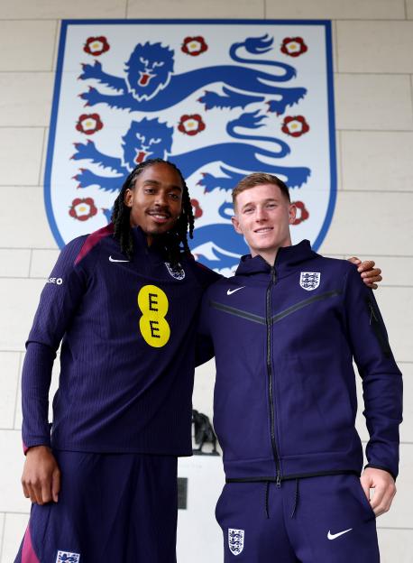 Elliot Anderson and Djed Spence of England's national team.