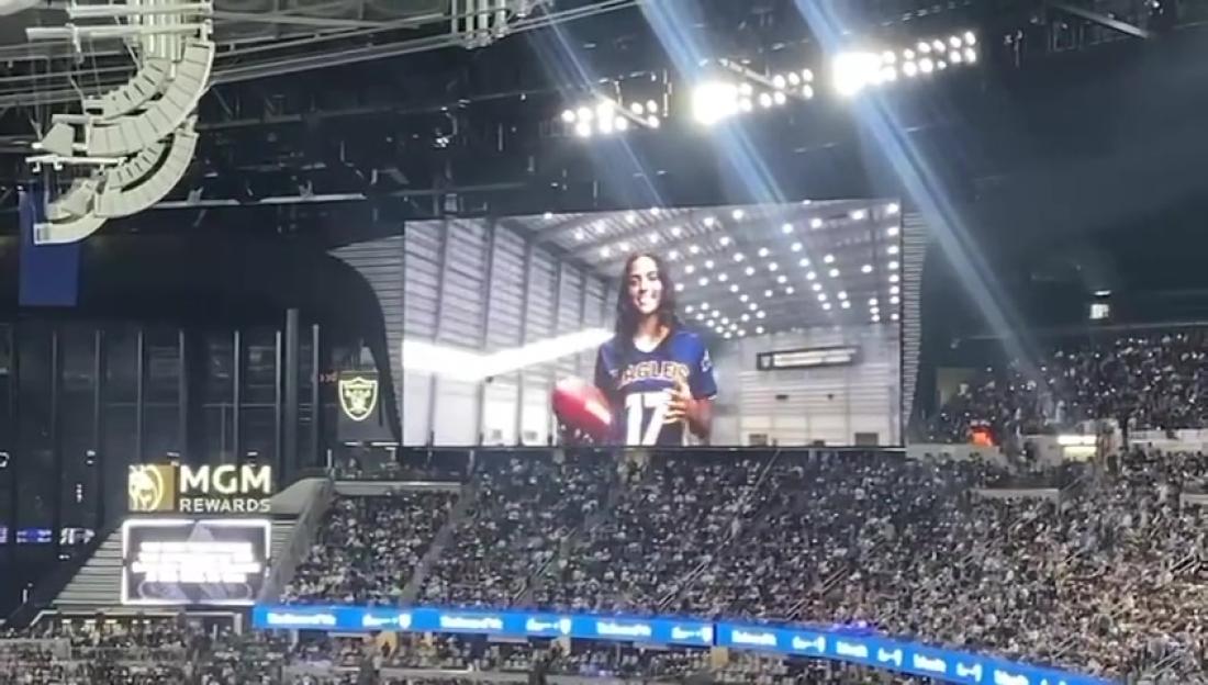 Former BBC Sport presenter’s daughter honoured at NFL stadium as she is named athlete of the week