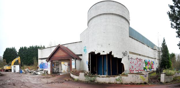 Demolition of the Camelot Theme Park in Chorley, Lancashire.