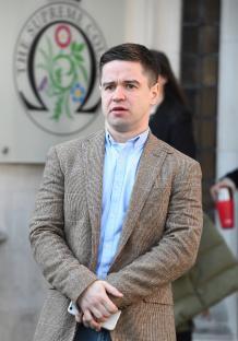 Sam Hallam outside the Supreme Court after losing his compensation case.