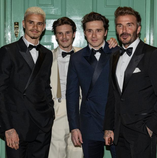 David Beckham with three of his sons.