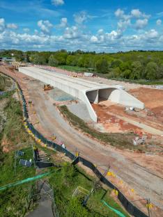 Aerial view of a 700m tunnel under construction.