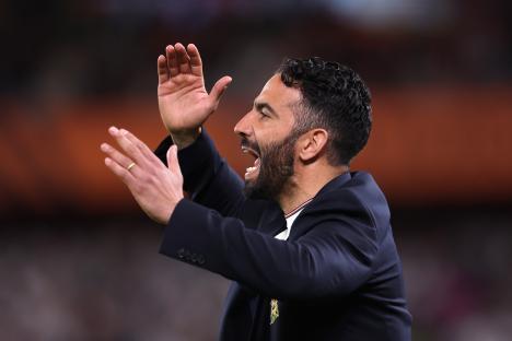 Ruben Amorim, Manchester United manager, reacting during a game.