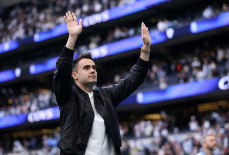 Sergio Reguilon of Tottenham Hotspur waving to the crowd.