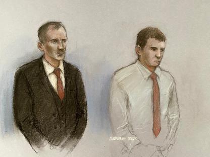 Court sketch of Daniel Graham and Adam Carruthers.