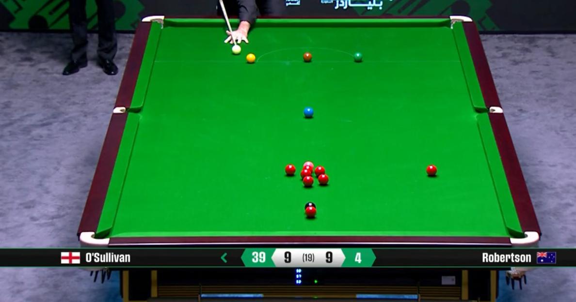 Ronnie O'Sullivan's deciding shot in a snooker match against Neil Robertson.