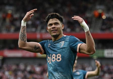 AFC Bournemouth's Evanilson celebrates scoring a goal.