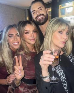 Ruth Langsford, Rylan Clark, and two other women out together.