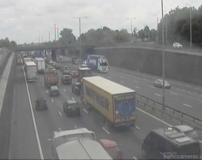Evening traffic jam on a British motorway.