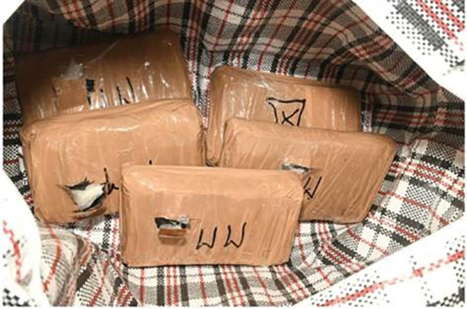 Packages of cocaine seized during a drug bust.