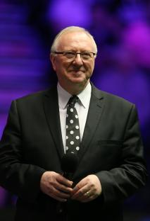 Dennis Taylor, 1987 World Snooker Champion, at a snooker match.