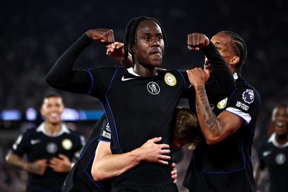 Trevoh Chalobah celebrates a goal.
