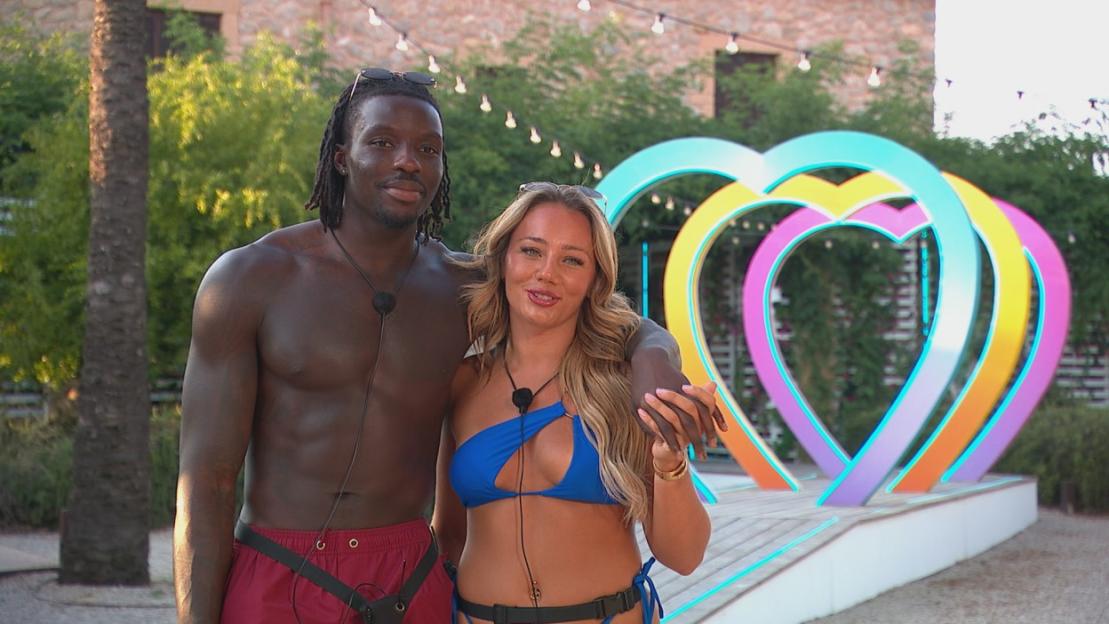 From ITV..Love Island SR12 Ep 48 on ITV2 and ITVX..Pictured: Dejon and Meg..This photograph is (C) ITV plc and can only be reproduced for editorial purposes directly in connection with the programme or event mentioned above, or ITV plc. This photograph must not be manipulated [excluding basic cropping] in a manner which alters the visual appearance of the person photographed deemed detrimental or inappropriate by ITV plc Picture Desk. This photograph must not be syndicated to any other company, publication or website, or permanently archived, without the express written permission of ITV Picture Desk. Full Terms and conditions are available on the website www.itv.com/presscentre/itvpictures/terms..For further information please contact:.michael.taiwo1@itv.com