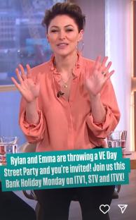 Emma and Rylan invite viewers to a VE Day street party.