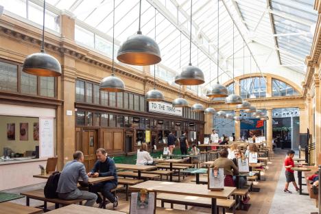 Inside the old tube station being converted into a Wetherspoons with original ticket hall