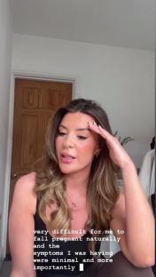 Woman discussing her pregnancy.