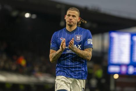 Kalvin Phillips of Ipswich Town prepares to take a corner during the Emirates FA Cup Third Round match between Ipswich Town and Bristol Rovers at Portman Road in Ipswich, England, on January 12, 2025. (Photo by MI News/NurPhoto via Getty Images)